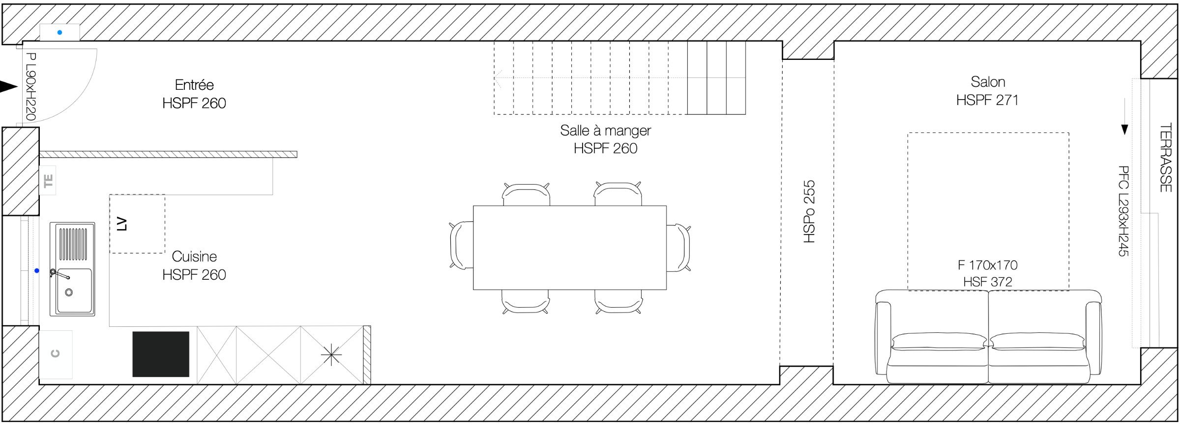 Plan de l'existant, rez-de-chaussée